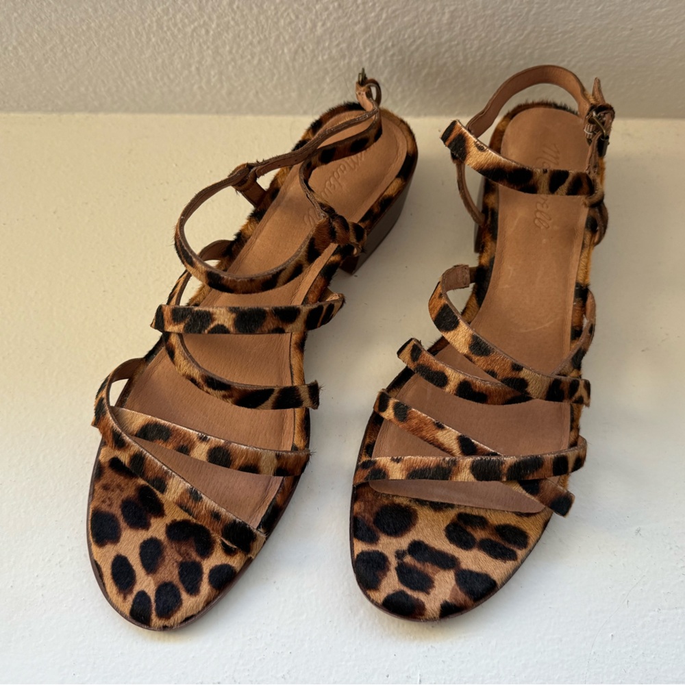 Madewell Lori Sandal in leopard calf hair